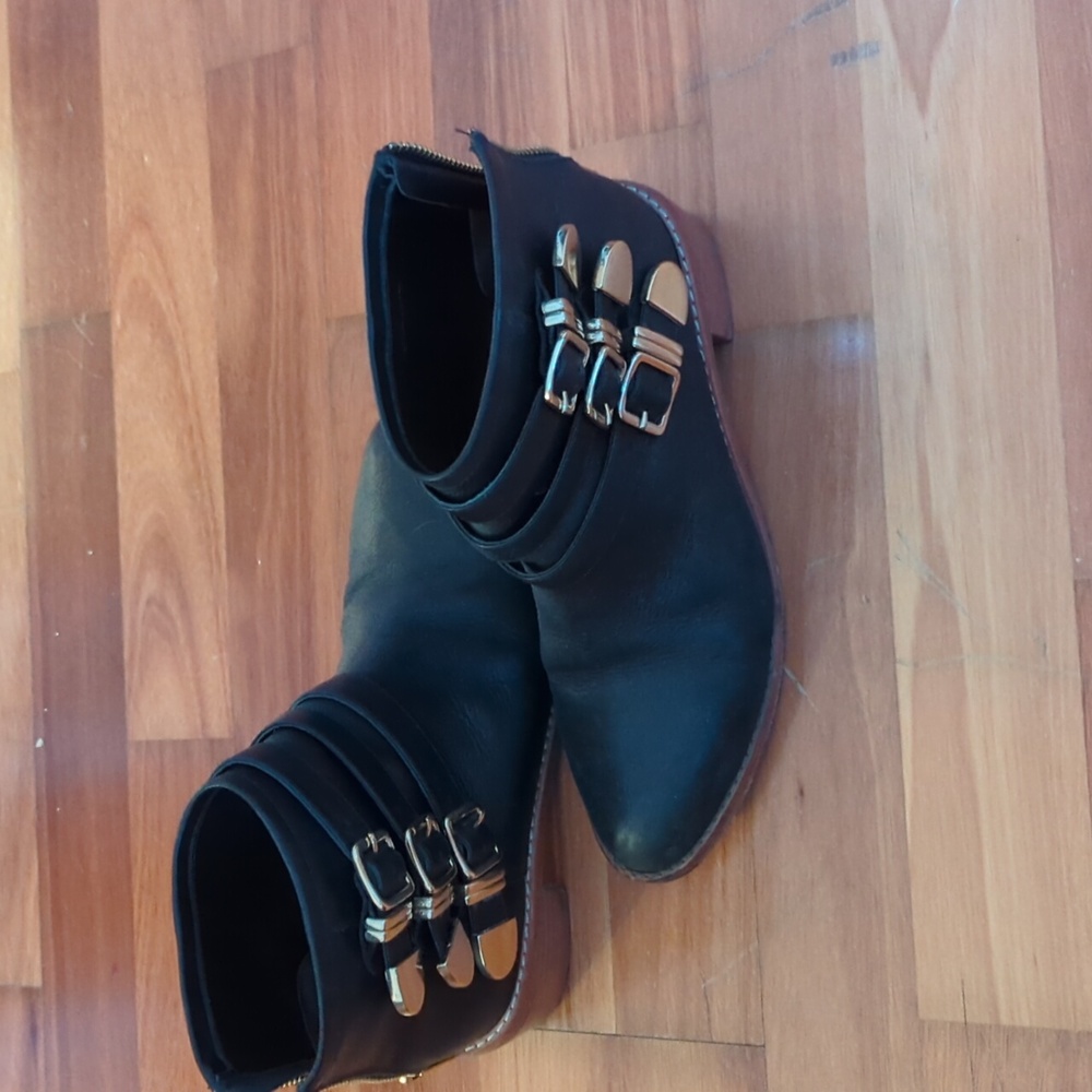 LOEFFLER RANDALL Fenton Buckle Leather Ankle Boots